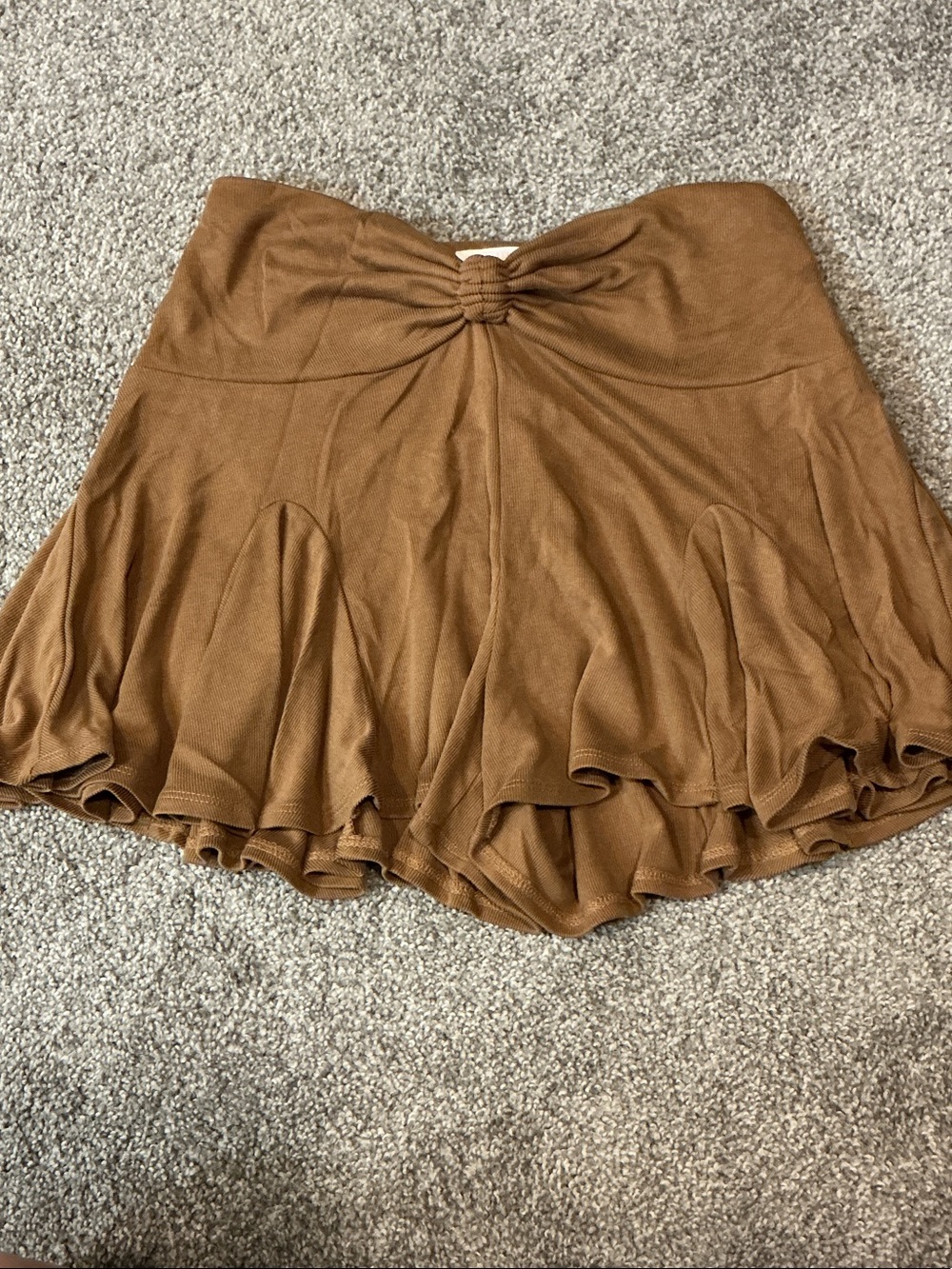 URBAN Romantics Brown Knotted Flounce Mini Skirt